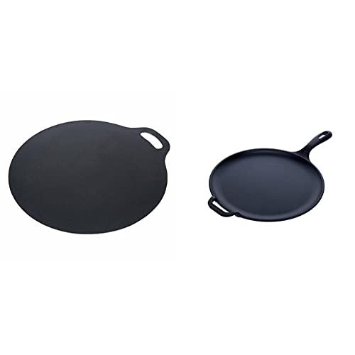 Victoria 12-Inch Cast Iron Tawa Dosa Pan, Pizza Pan with a Loop Handle, Crepe Pan Preseasoned with Flaxseed Oil, Made in Colombia
