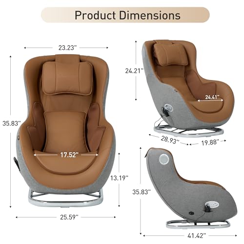 COLAMY Low-Noise Massage Chair | Full Body and Spot Massaging,Heat, Relaxing 3D Bluetooth Speaker, Massage and Leisure Dual-Use Chair| Living Room, Bedroom, Brown
