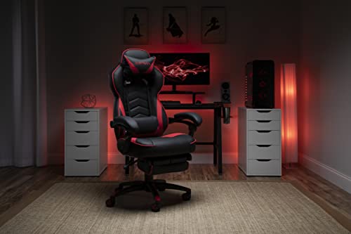 RESPAWN 110 Pro Gaming Chair - Gaming Chair with Footrest, Reclining Gaming Chair, Video Gaming Computer Desk Chair, Adjustable Desk Chair, Gaming Chairs for Adults with Headrest Pillow - Grey Fabric