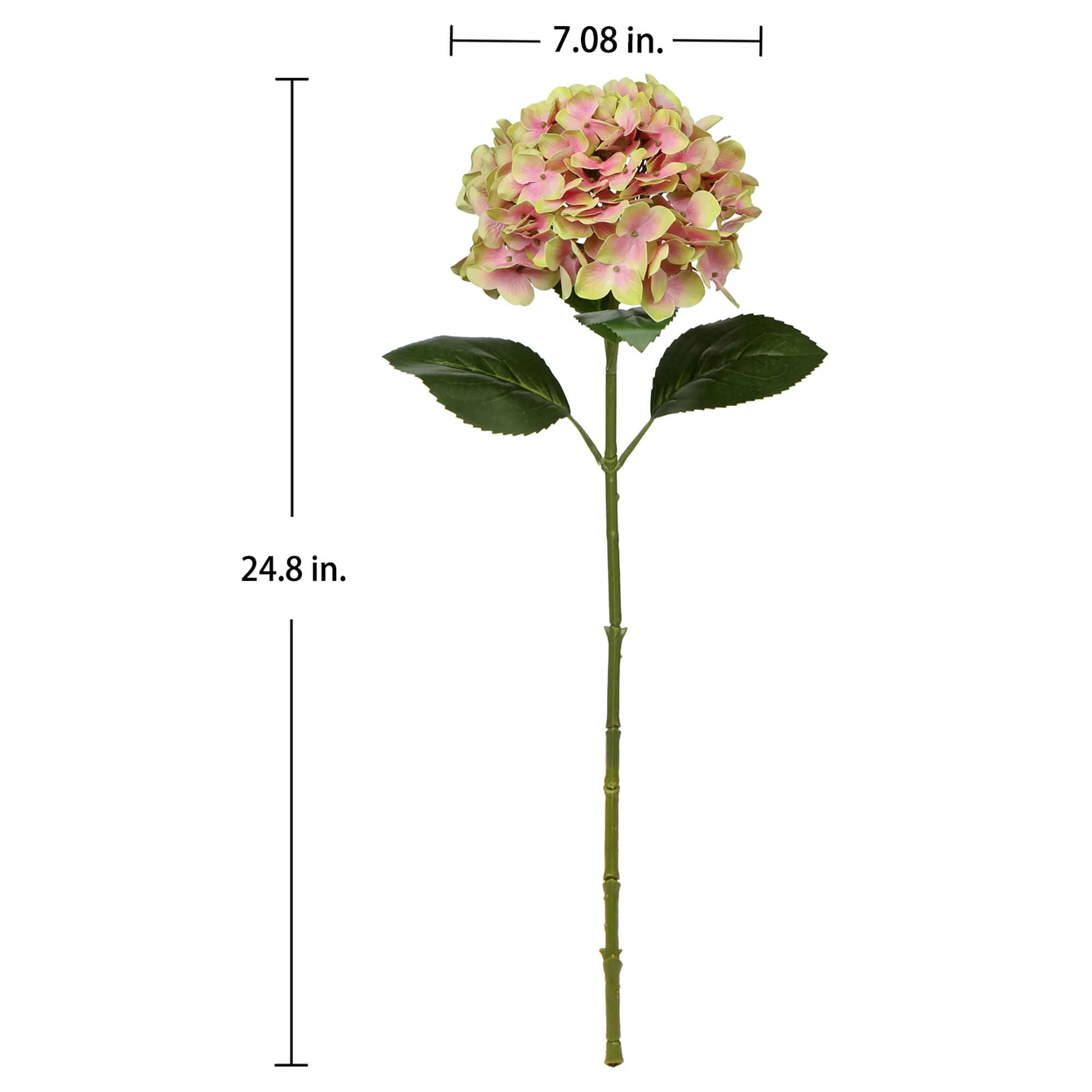 3 Pcs Artificial Hydrangeas Silk Flowers Stems Realstic Flower 24.8 Inch Real Touch Fake Hydrangea Yellow Pink