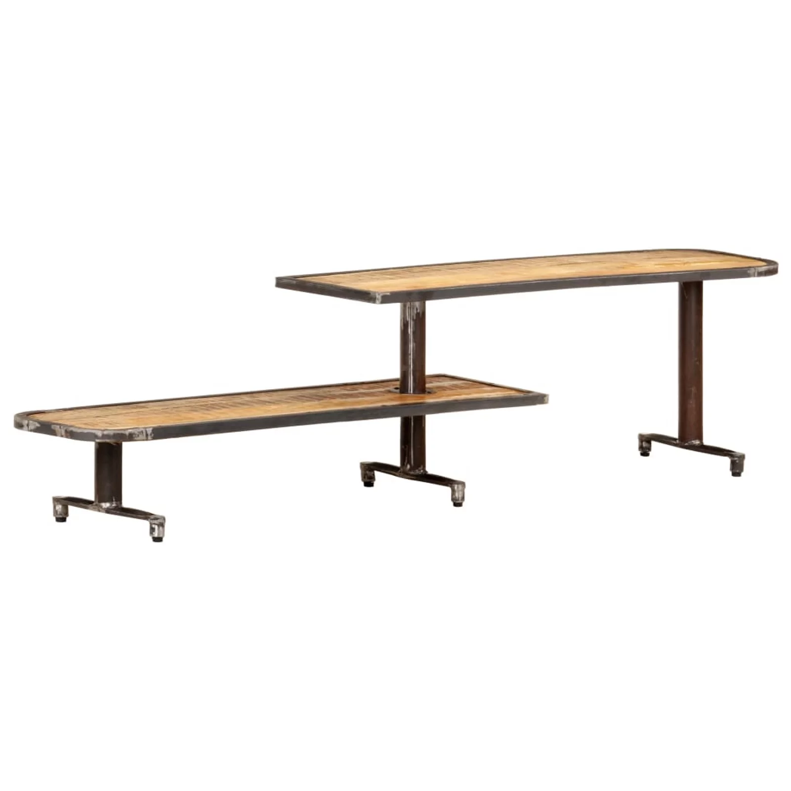 Dcenta TV Cabinet 63in x 11.8in x 15.7in Solid Mango Wood Television Stand Sofa End Table for Living Room Home Furniture