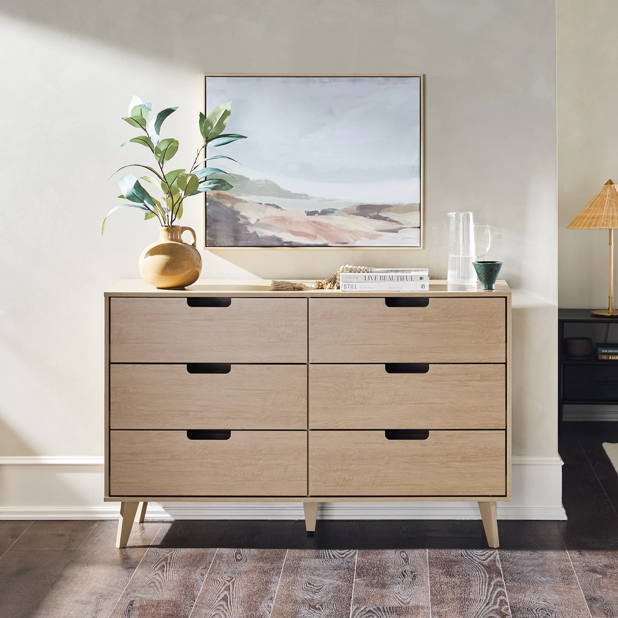 Walker Edison Modern 6-Drawer Dresser with Cut-Out Handles, Riviera