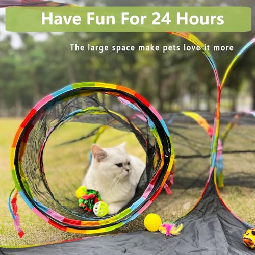 Outdoor Cat Enclosures, Cat Playground Portable Mesh Tent, Outside Circle Playpen Tunnel for Kitty, Rabbit, Puppy and Small Animals