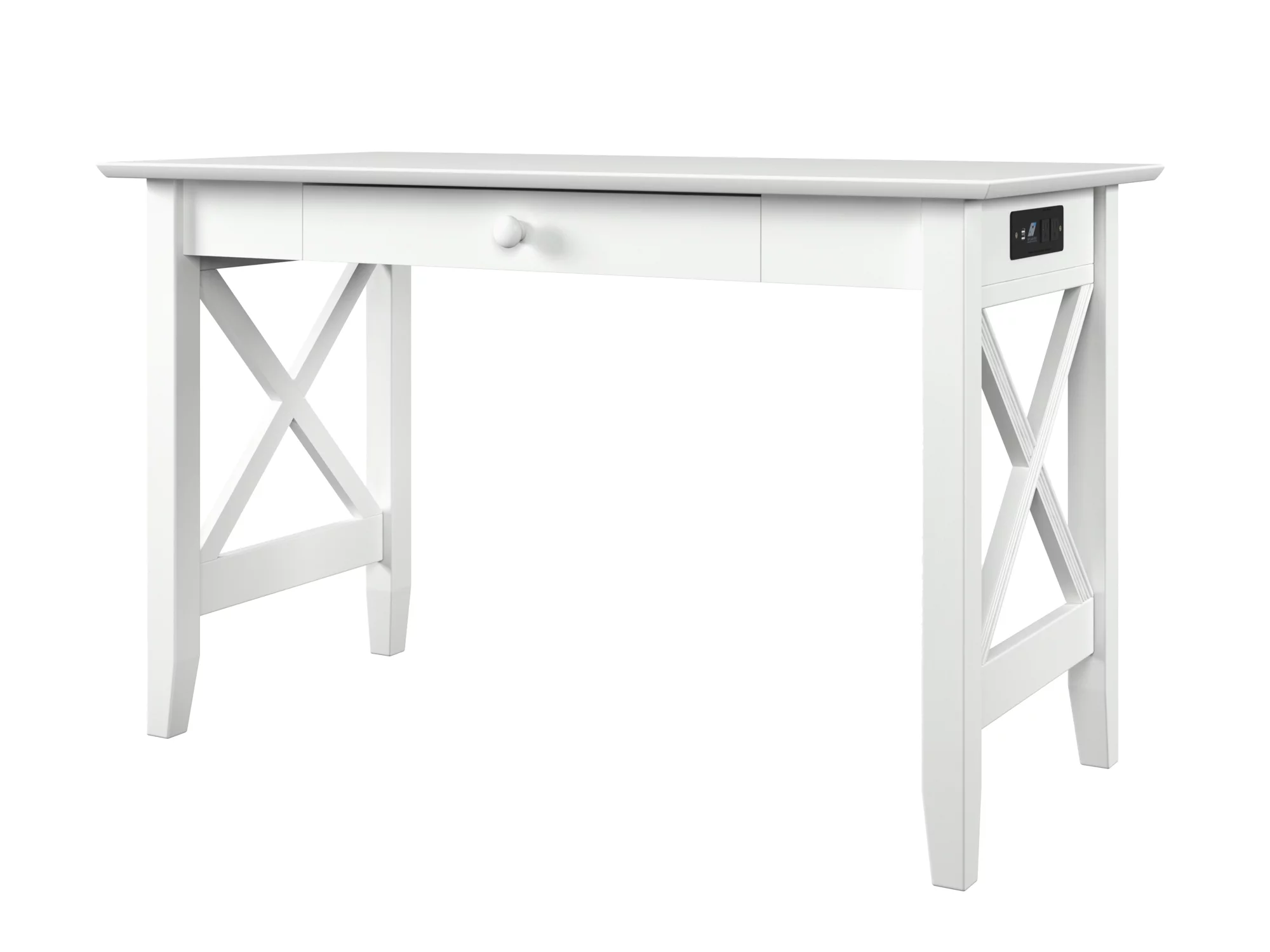 Lexi Desk with Drawer and Charging Station in White