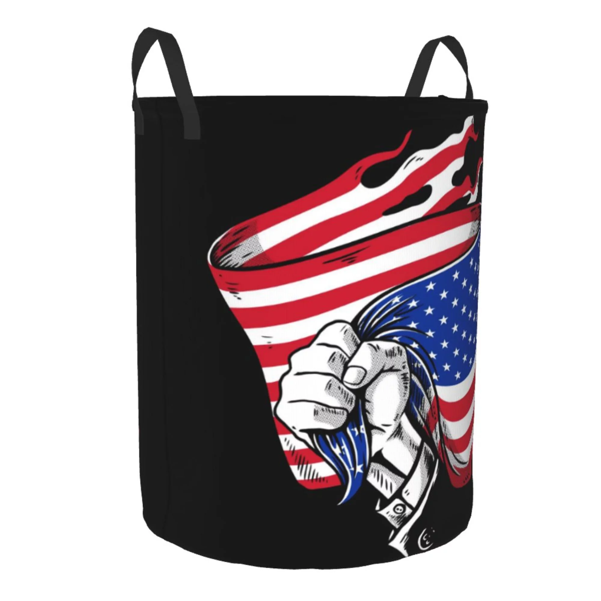 XMXY Round Laundry Basket Organizer, American Flag Indonesia Waterproof Collapsible Dirty Clothes Basket Laundry Hamper, Medium Size