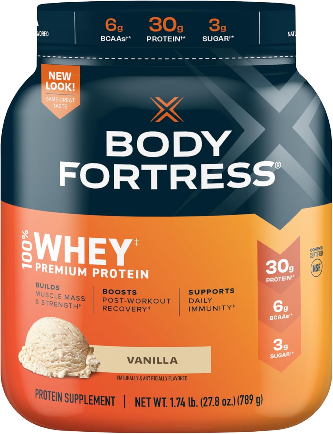 Body Fortress 100% Whey Vanilla 1.74lbs & Six Star Elite Whey Protein Vanilla Cream 1.8lbs