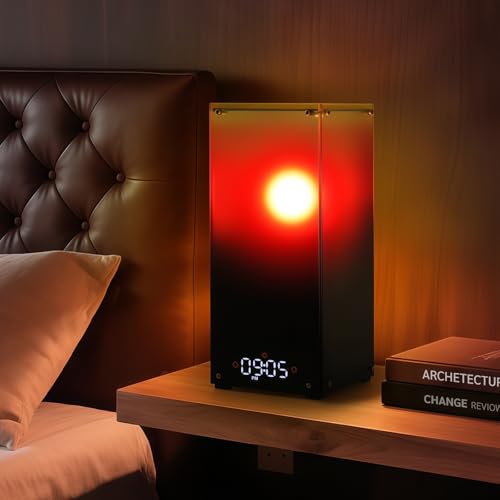 Sunset & Sunrise Table Lamp, Dimmable Ambient Desk Lamp with 6 White Noise Sounds, Touch & Remote Control with Timer for Bedroom, Living Room, Home Office, Bar, Restaurant