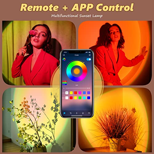 Sunset Lamp Projection with Remote Control - Endless Colors Sunset Projector Lights LED APP Floor Lamp - Multiple Colors Night Light for Christmas Gifts, Home, Photography, Party, Bedroom