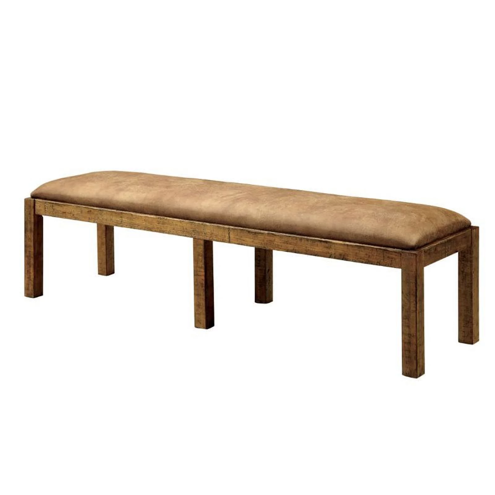 Bowery Hill Upholstered Dining Bench in Rustic Pine