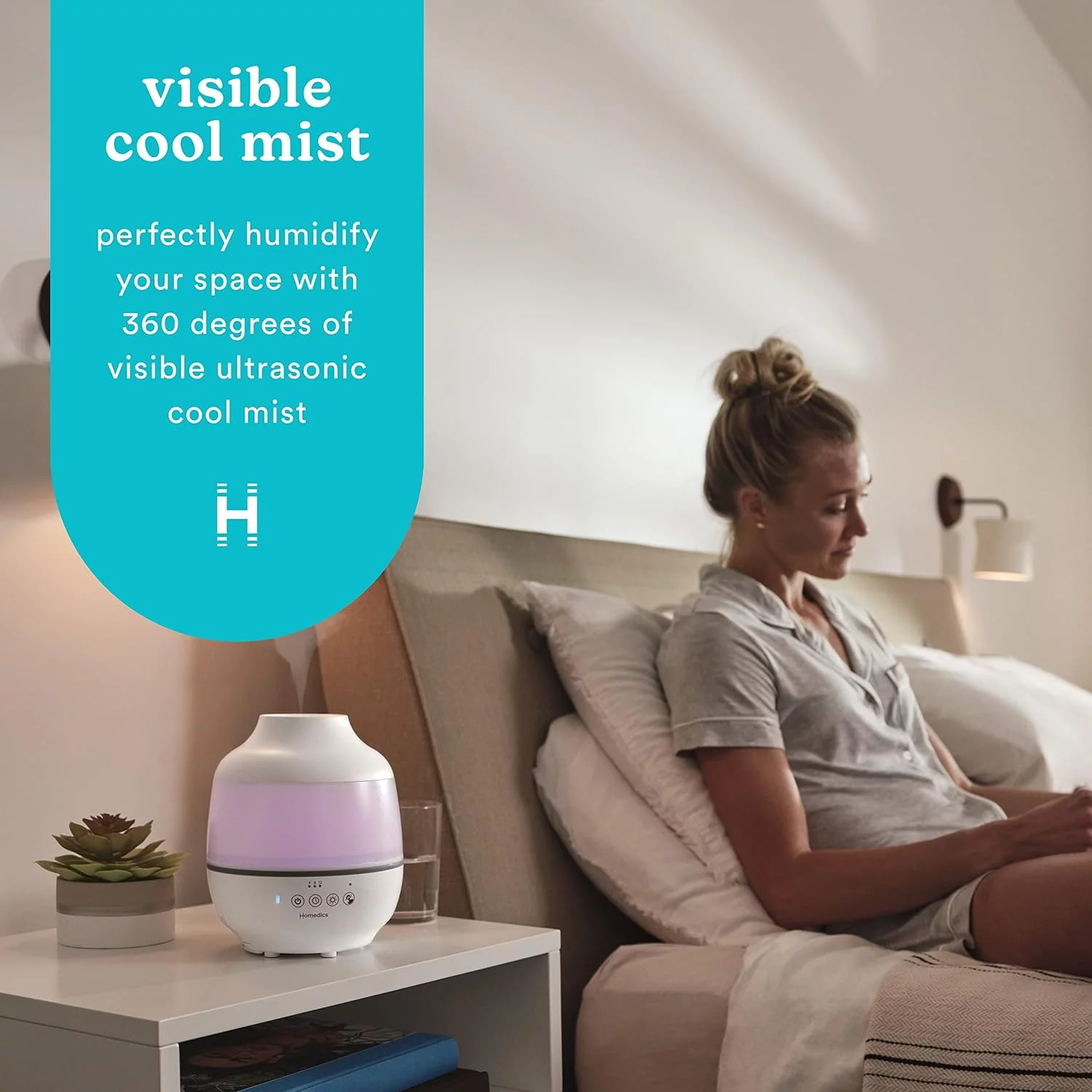 HoMedics Cool Mist Ultrasonic Humidifier with Essential Oil Tray and Color Changing Illumination, Coverage area up to 200 sq ft