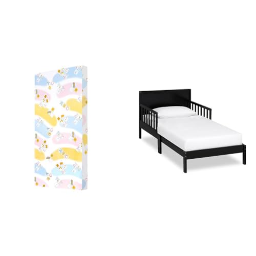 Dream On Me Asheville 4” Firm Fiber Crib And Toddler Mattress | Waterproof | GreenGuard Gold Certified | Dual-Sided Mattress | Grey Embossed Cover | Lightweight Reversible Design