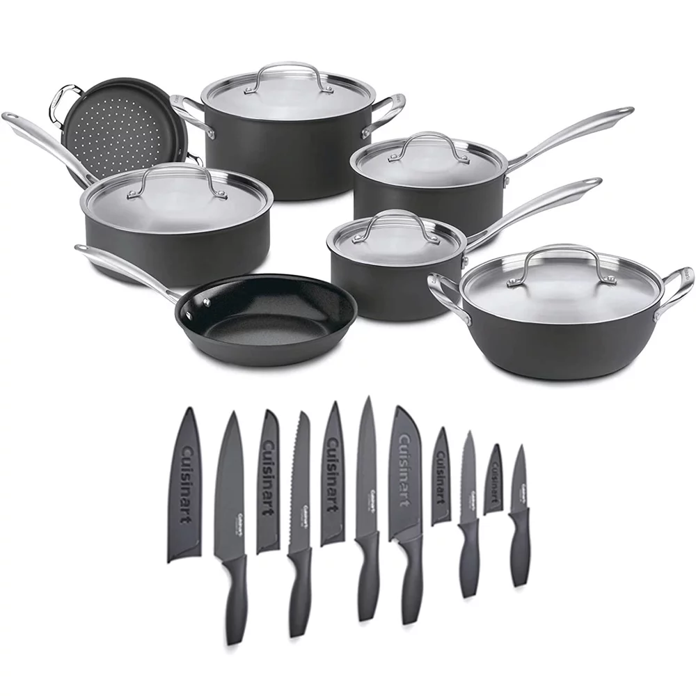 Cuisinart GG-12 Green Gourmet 12 Piece Set Bundle with Cuisinart 12 Piece Ceramic Coated Cutlery Set Matte Black