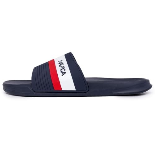 Nautica Men's Open Toe Slide Sandals - Comfortable Indoor & Outdoor Shower Slippers