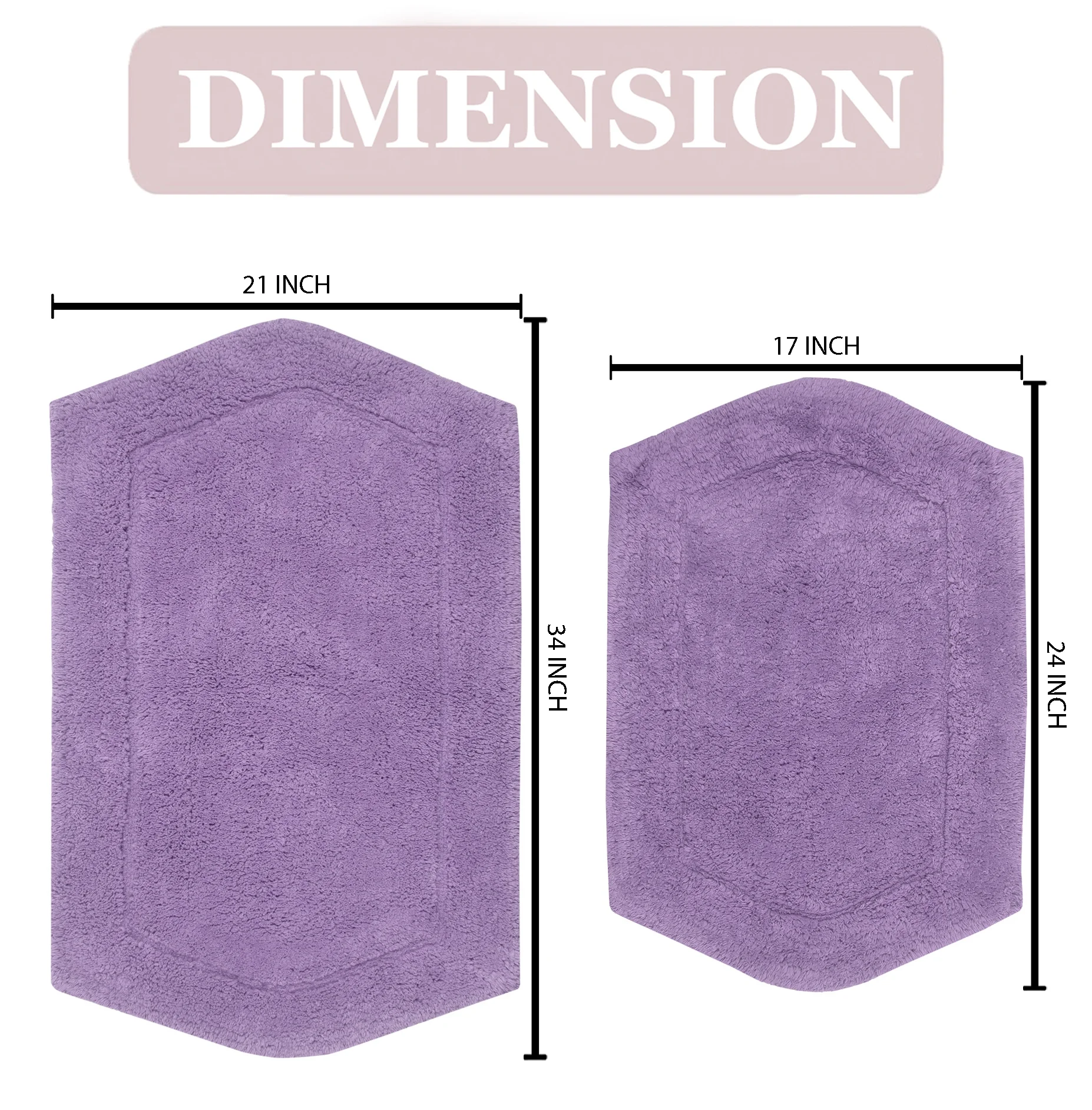 Home Weavers Waterford Collection 100% Cotton Tufted Bath Rug, Extra Soft and Absorbent Bath Rugs, Non-Slip Plush Bath Carpet, Machine Wash Dry, bath rugs for Bathroom Floor, 2 Piece Set, Purple Rug