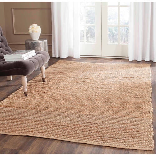 SAFAVIEH Cape Cod Jimmy Braided Striped Jute Area Rug, 8' x 10', Natural