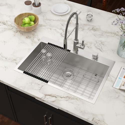 25 Inch Utility Laundry Sink Drop In 16 Gauge Stainless Steel Single Bowl Laundry Room Sink Laundry & Utility Room Kitchen Sinks 25