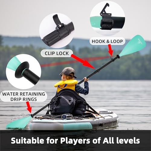 LEDONNE SUP Paddle 4-Piece Adjustable Kayak Paddle Floating Lightweight Paddle Board Oar with Aluminum Alloy Shaft and 2 Nylon Blades Best Price Based on Our 3 Million Sets Per Year 500 bought monthly