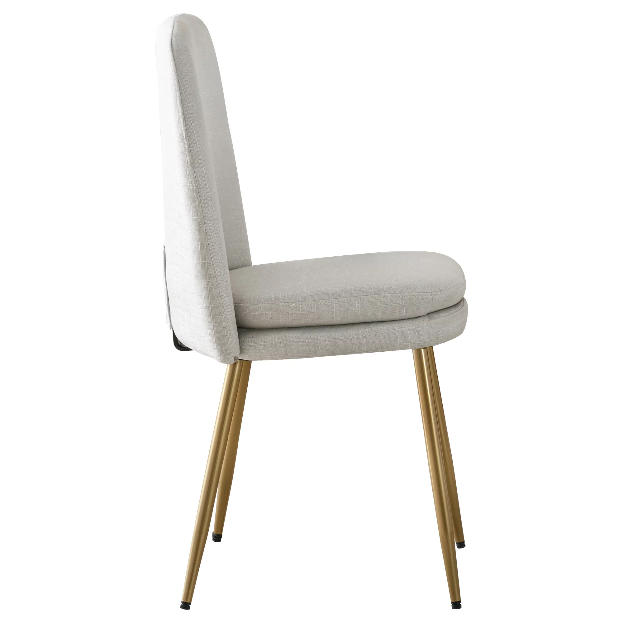 JONPONY Dining Chairs Set of 2, Mid Century Dining Kitchen Room Chairs, Modern Upholstered Dining Chairs with Soft Flax in Fabric Cushion Seat and Metal Legs, Side Chairs for Living Room, Beige