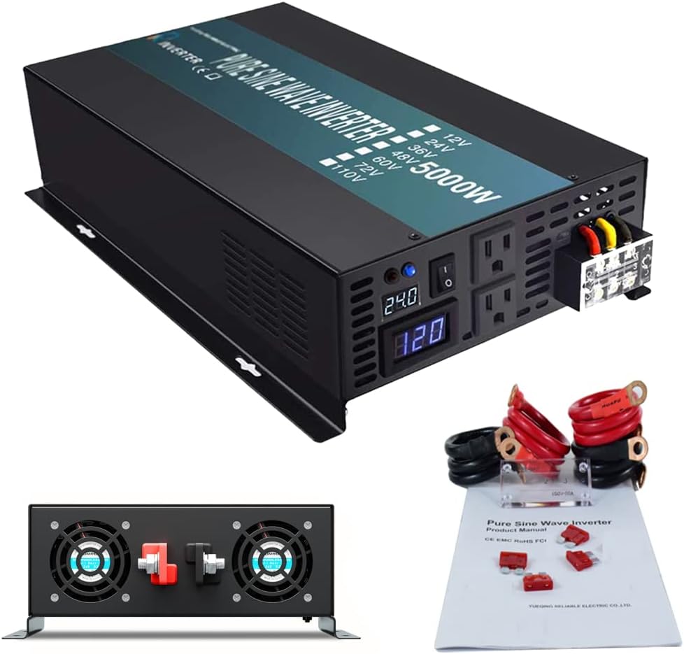 WZRELB Strong Driving Capacity 2500W 24VDC to 120VAC Pure Sine Wave Inverter Power Converter (RBP250024B1)