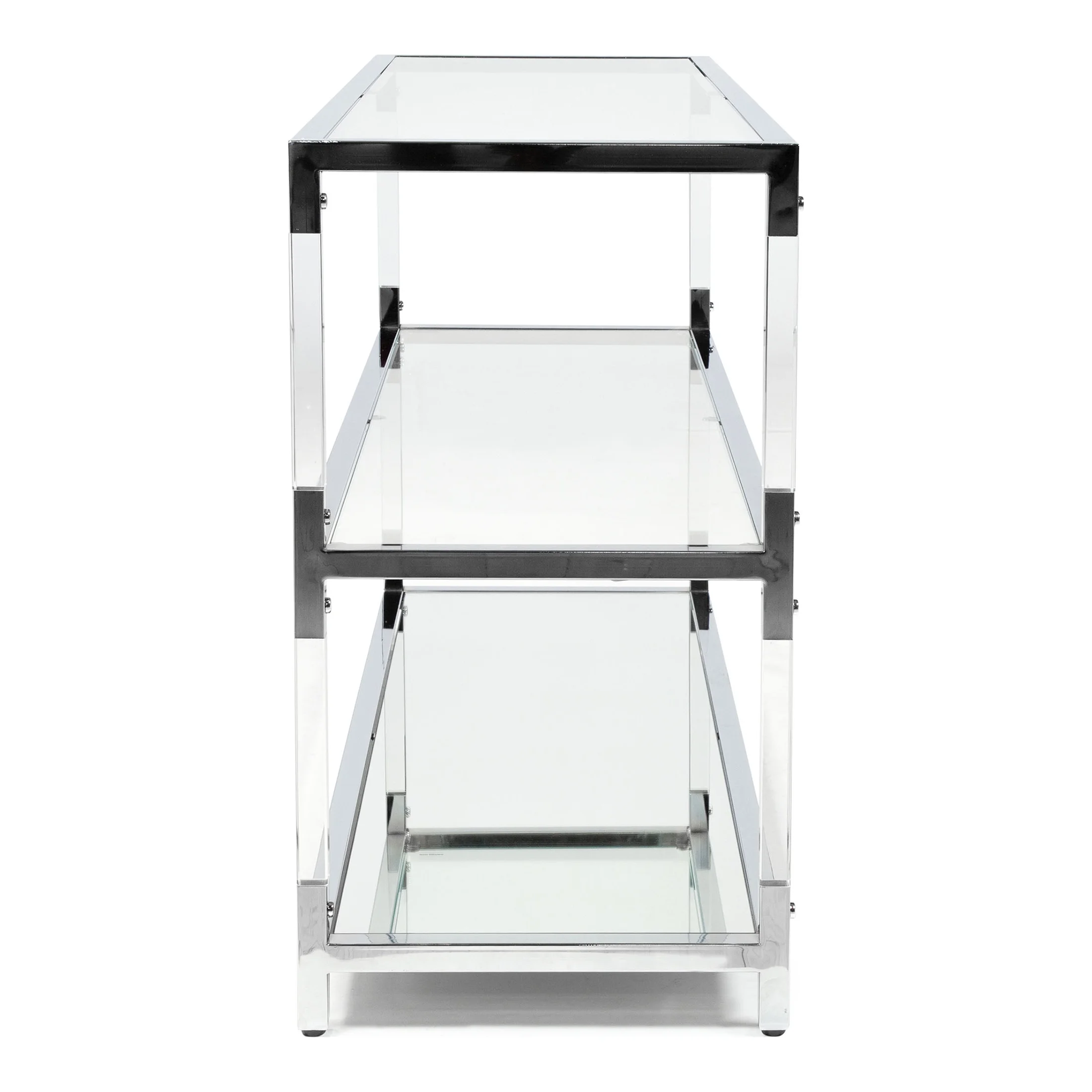 Furniture of America Ajani Glass Top Console Table, Chrome