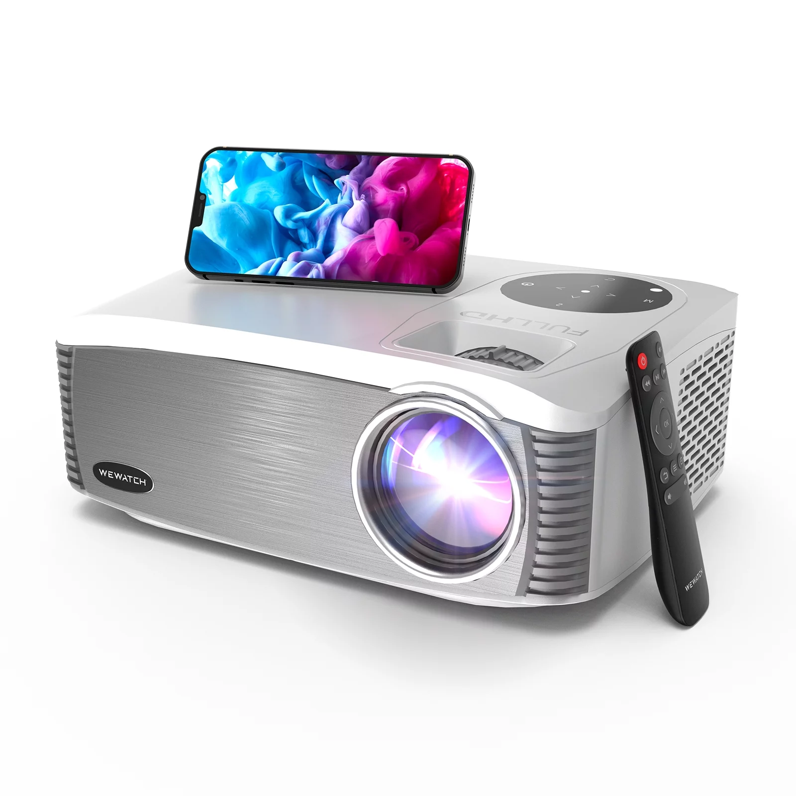 WEWATCH 20000LM Full HD 1080P Movie Projector 4K, 500 ANSI  5G WiFi Bluetooth 5.0, 100% ZOOM, Home Theater Compatible w/ TV Sticks/iOS/Andriod/HDMI/USB