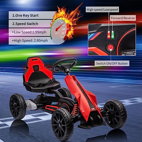 12V Electric Drift Kart for Kids, 7Ah Battery Powered, 35W Motor with Adjustable Speed, Safety Belt, and Shock Absorber; Maximum Load of 66 Lbs Electric Car Toy(Black)