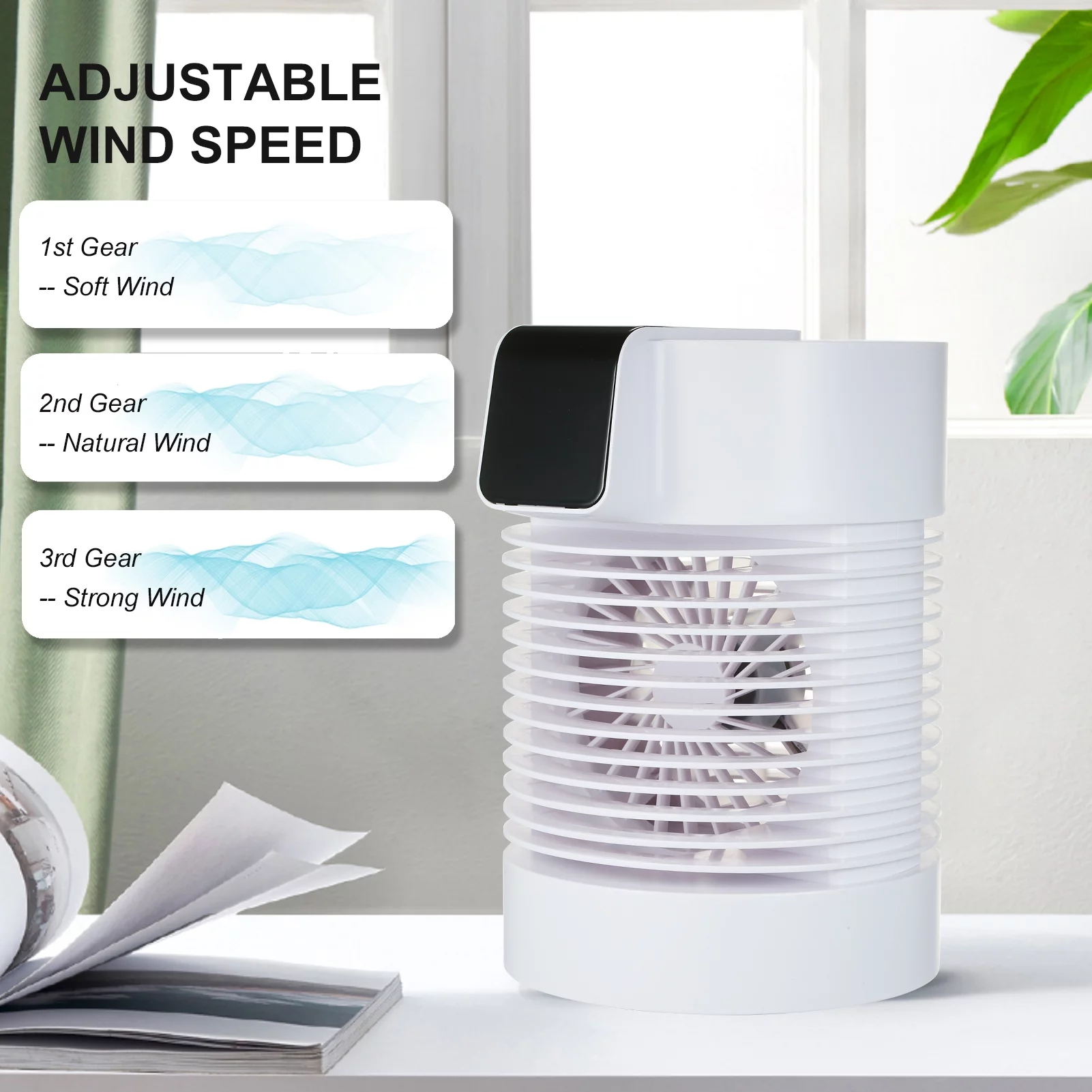 Anself Personal Air Cooler with Touch Control 360-degree Rotatable Personal Desk Mini Air Conditioner Humidifier Desktop Air Cooler