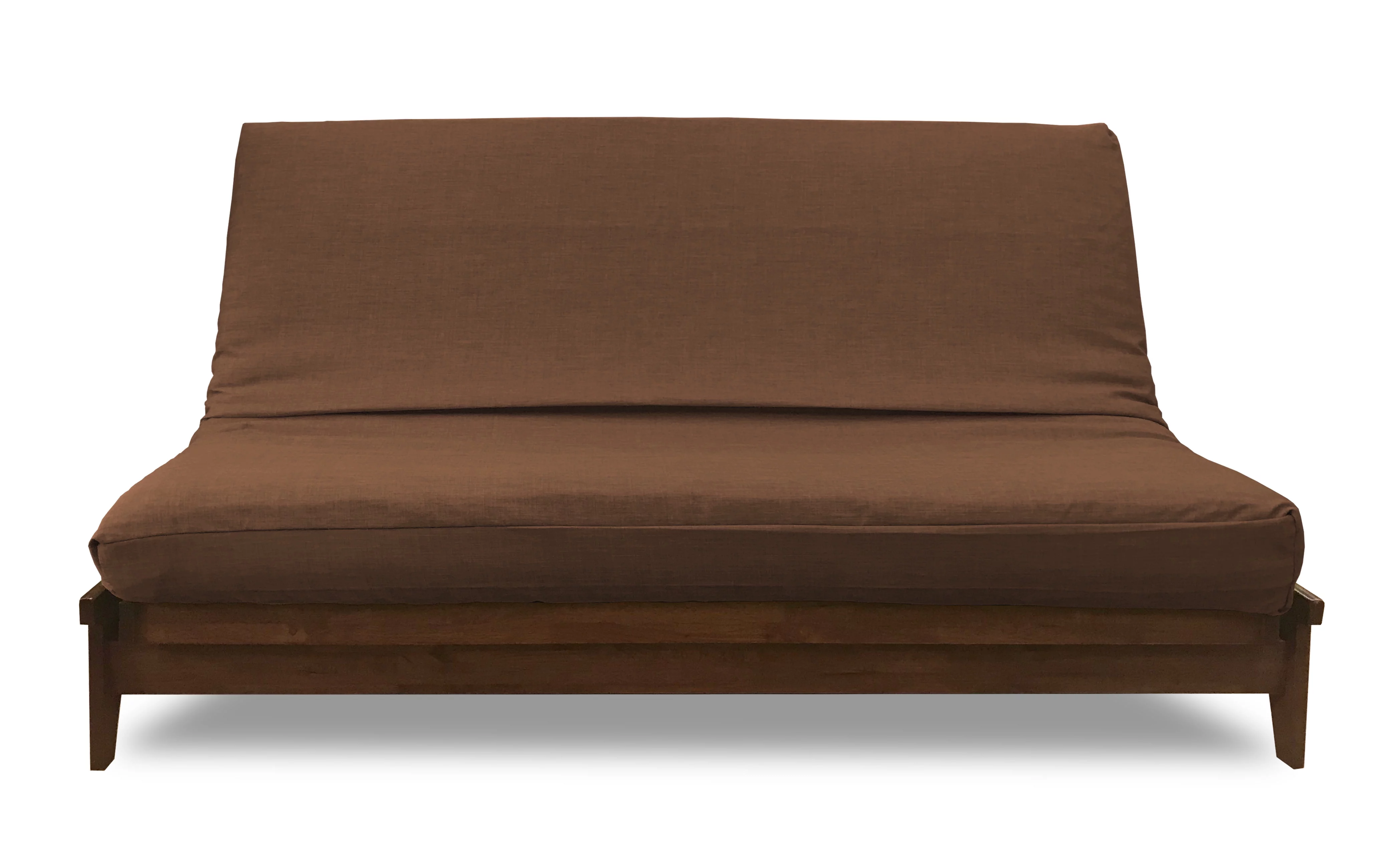 Linen Texture Polyester Futon Cover by Prestige Furnishings - Medley Collection - Solid Chocolate - King Size (78