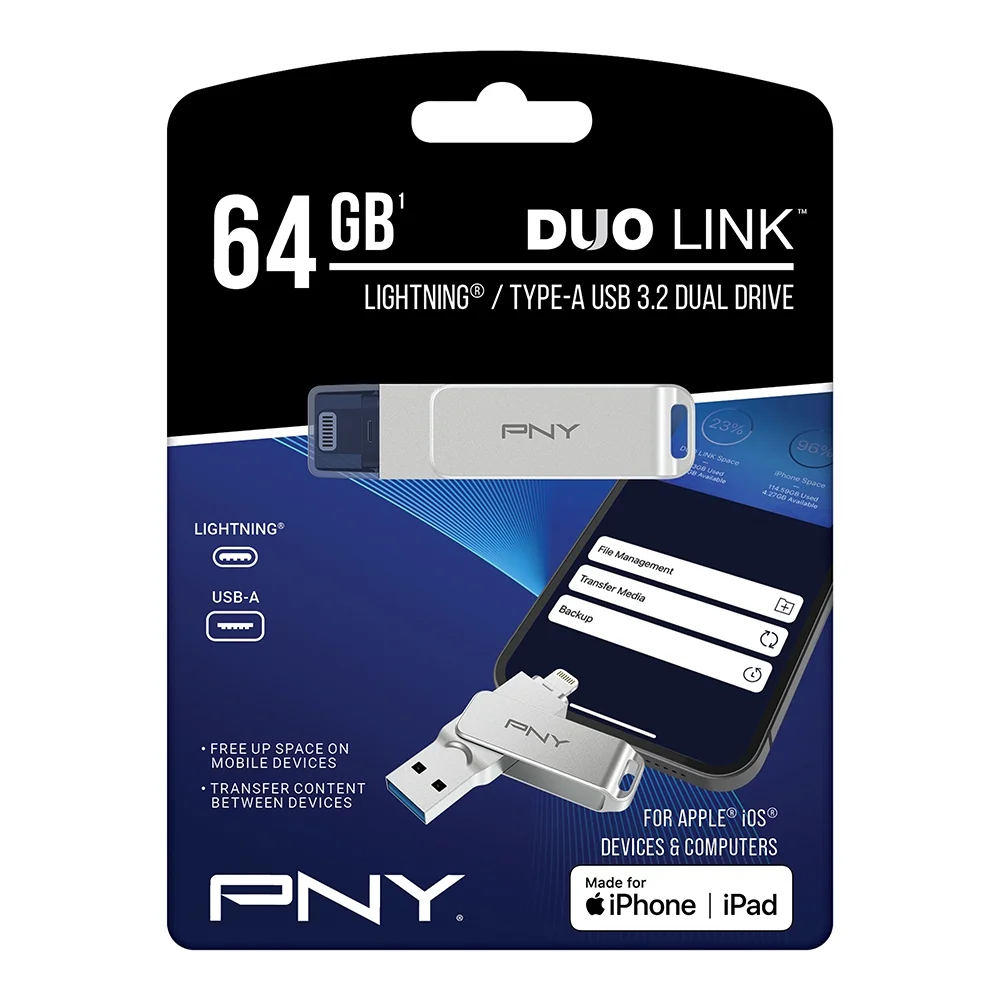 PNY 64GB DUO LINK iOS USB 3.2 Dual Flash Drive