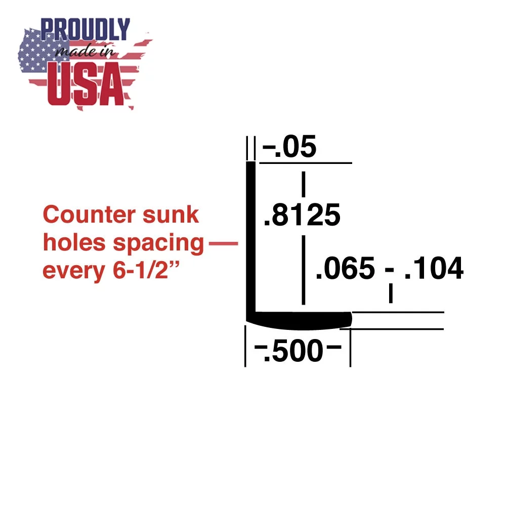 Outwater Plastics Alu669-Bsh 1/2'' Brushed Satin Finish Aluminum Cove Moulding with Holes Aluminum Angle Moulding 48 Inch Lengths (Pack of 3)