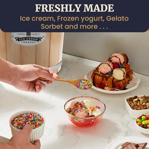 Elite Gourmet Maxi-Matic EIM-924L 4 quart Old Fashioned Electric Ice Cream Maker, Pine Bucket