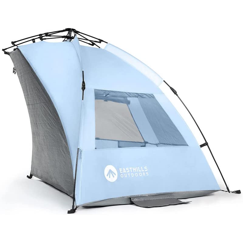 Easthills Outdoors Instant Shader Extended L Easy Up Beach Tent Sun Shelter for 2-4 Person - Extended Zippered Floor Blue