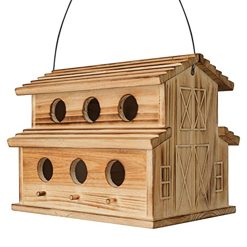 Bird Houses for Outside,6 Hole Outdoor Bird House - Room for 6 Bird Families - Bluebird, Finch, Cardinals Hanging Bird Houses for Garden & Yard