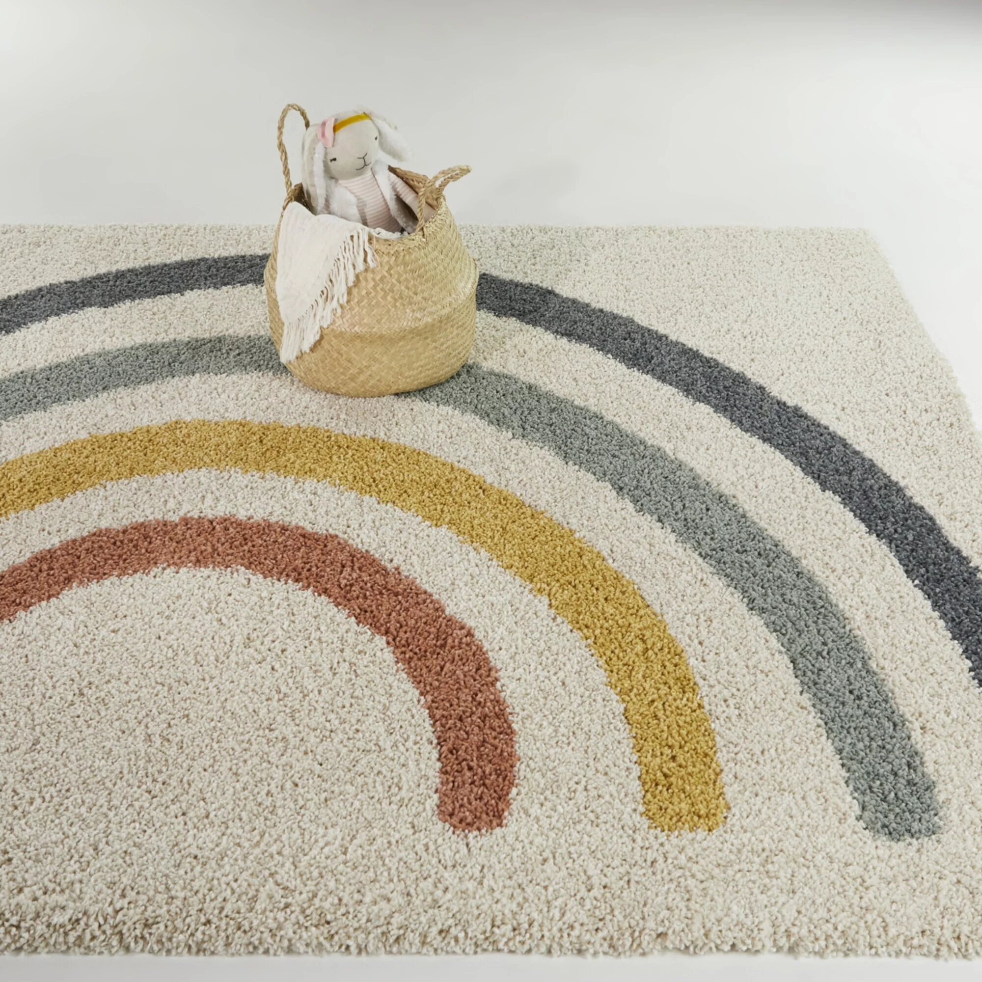 Balta Mod-Tod Anna Rainbow Kids Shag Area Rug Ivory 5'3