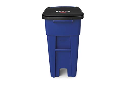 Rubbermaid Commercial Products BRUTE Rollout Heavy-Duty Wheeled Trash/Garbage Can, 50-Gallon, Gray, for Restaurants/Hospitals/Offices/Warehouses/Garage, Pack of 2