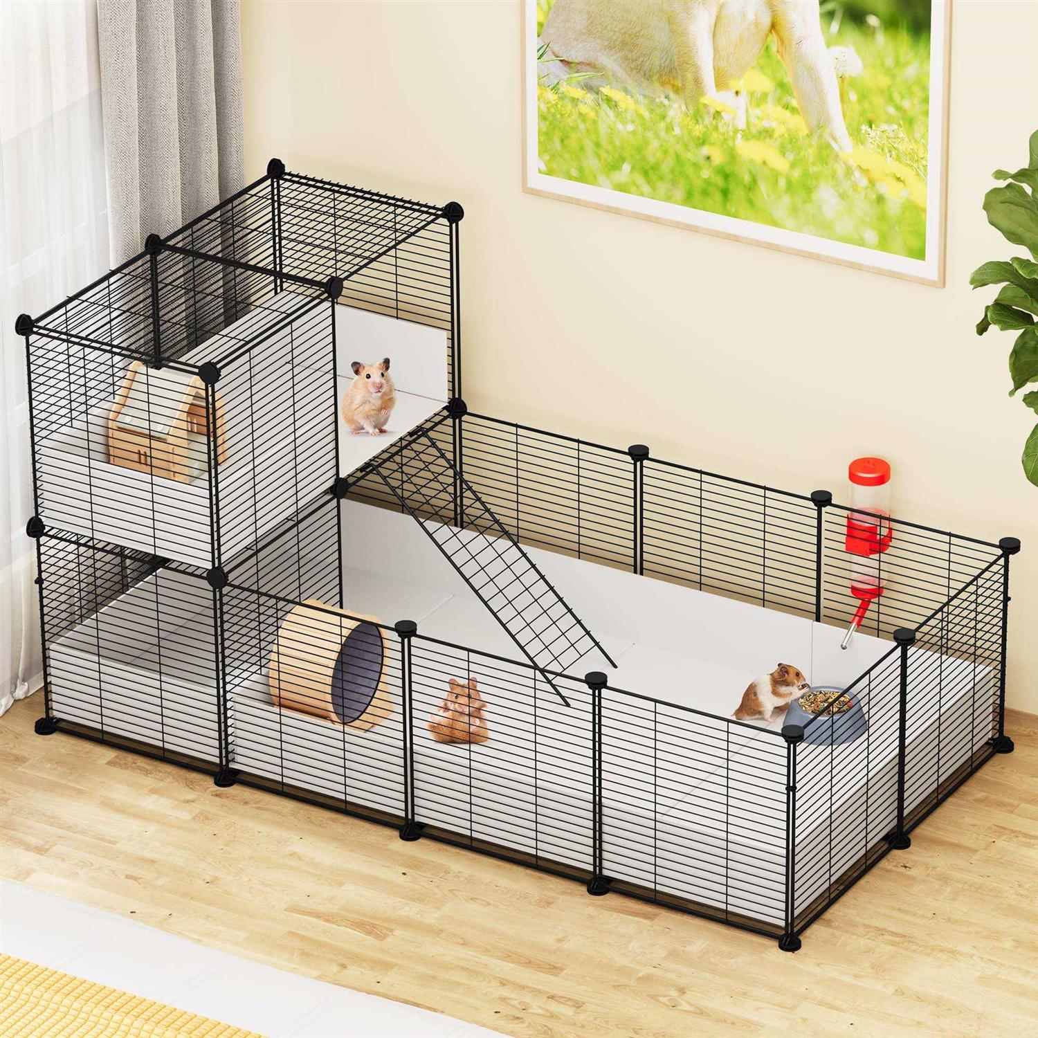 YITAHOME Guinea Pig Cage, Indoor C&C Small Animal Cage with Waterproof Plastic Liner Playpen for Bunny, Chinchilla and Hamster - Pet Supplies online store