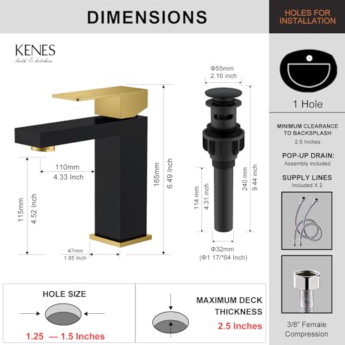 KENES Brushed Nickel Vessel Sink Facuet Single Handle Tall Bathroom Sink Faucet Vanity Bathroom Faucet Basin Mixer Tap with Water Supply Hose and Pop Up Sink Drain, LJ-9031A