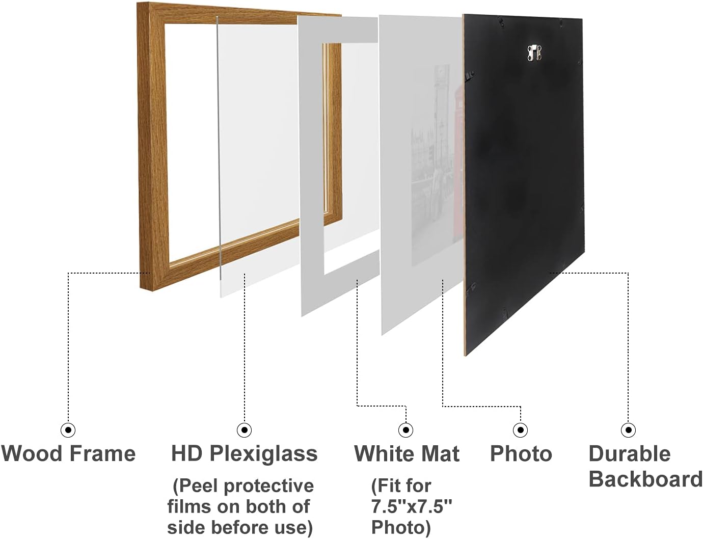 12x12 Picture Frame Display Pictures 8x8 with Mat or Photos 12 x 12 Without Mat, Square Wooden Picture Frames for Wall Mounting