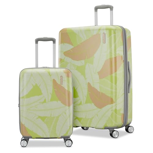 American Tourister Moonlight Hardside Expandable Luggage with Spinner Wheels, Blue Terazzo, 2-Piece Set (20/28)