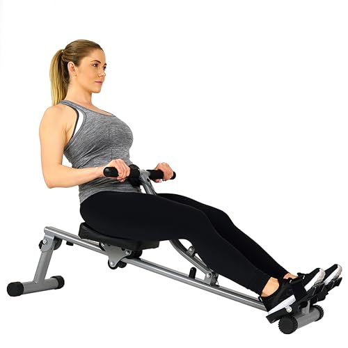 Sunny Health & Fitness Compact Adjustable Rowing Machine with 12 Levels of Resistance for Complete Body Workouts and Optional Free SunnyFit App Enhanced Connectivity
