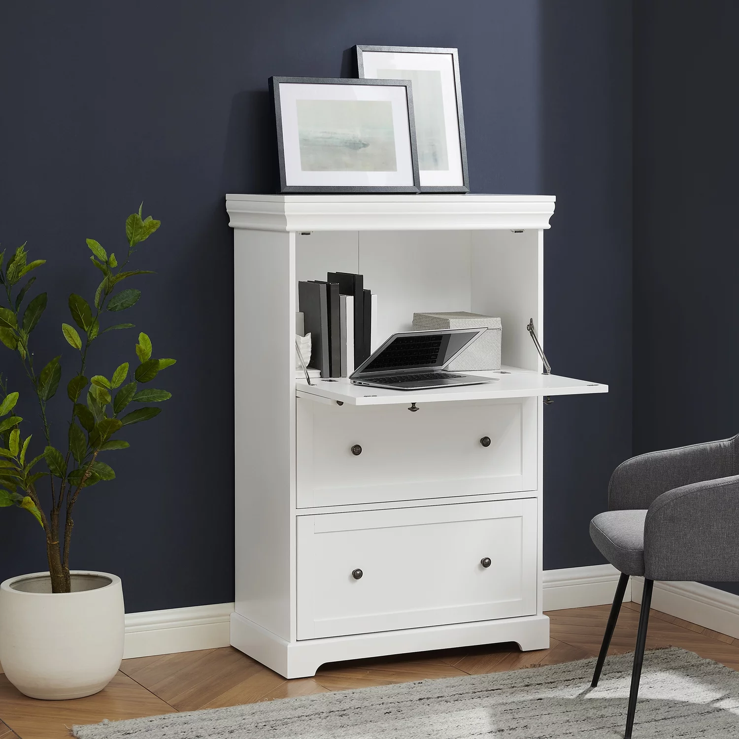 HomeStock Renaissance Refinement Secretary Desk White