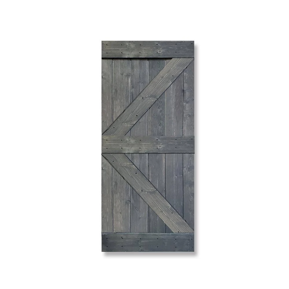 CALHOME 38 in. x 84 in. K Series Gray Knotty Pine Wood Interior Sliding Barn Door Slab