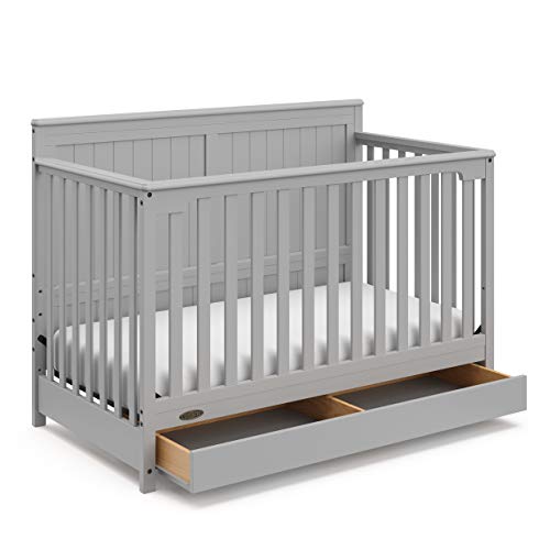 Graco Hadley 5-in-1 Convertible Crib with Drawer (White) – GREENGUARD Gold Certified, Crib with Drawer Combo, Full-Size Nursery Storage Drawer, Converts to Toddler Bed, Daybed