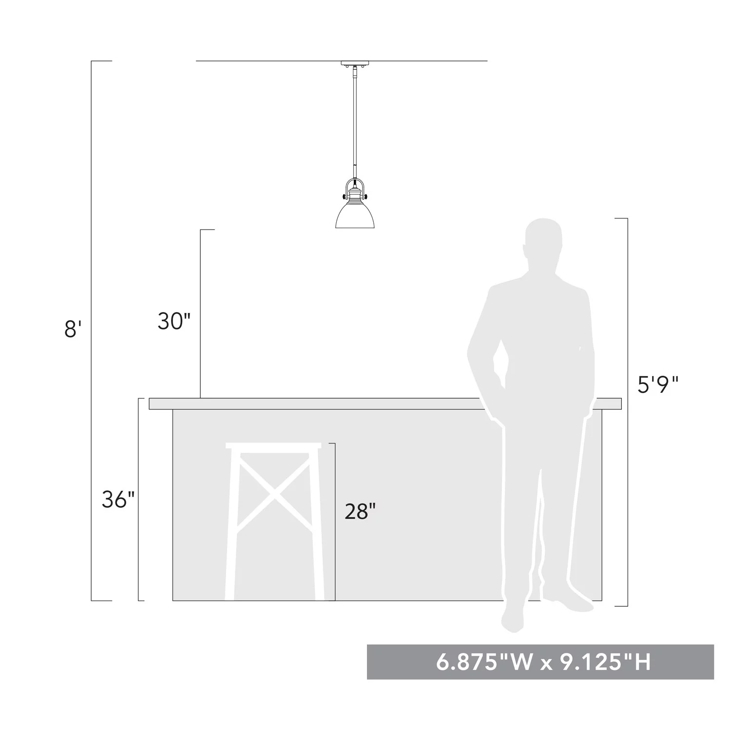 Hines Mini Pendant in Pewter with Opal Glass