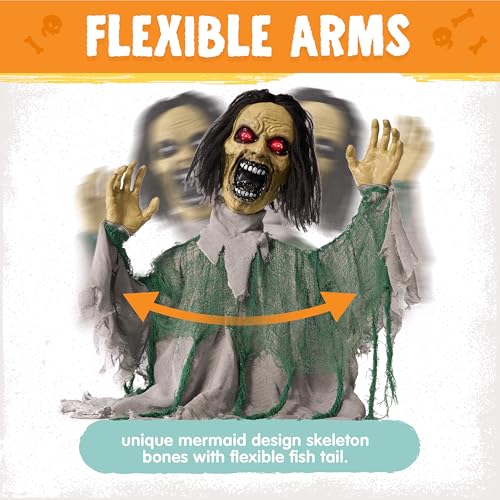 JOYIN Halloween Animated Zombie Groundbreaker Outdoor Decor with Light Up Eyes Creepy Animatronic Decorations with Movable Arms for Halloween Party Prop and Lawn Patio Yard Outside Decorations