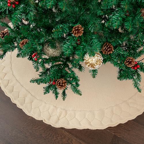 Mr. Pen- Christmas Tree Skirt 48 inches, Knitted Christmas Skirt Tree, Xmas Tree Skirt