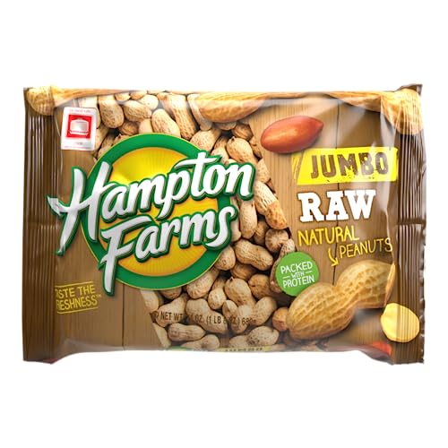 Hampton Farms - Jumbo Raw Natural In-Shell Peanuts - Great for Boiling - 24 oz. Bag