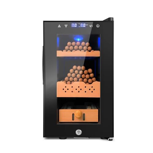 Electric Cigar Humidor, 25L 200 Counts Large Capacity,Thermostatic Electric Cooler Cabinet with Digital LED Screen, Safety Lock,Smart Humidity & Temp Control, Gifts for Men