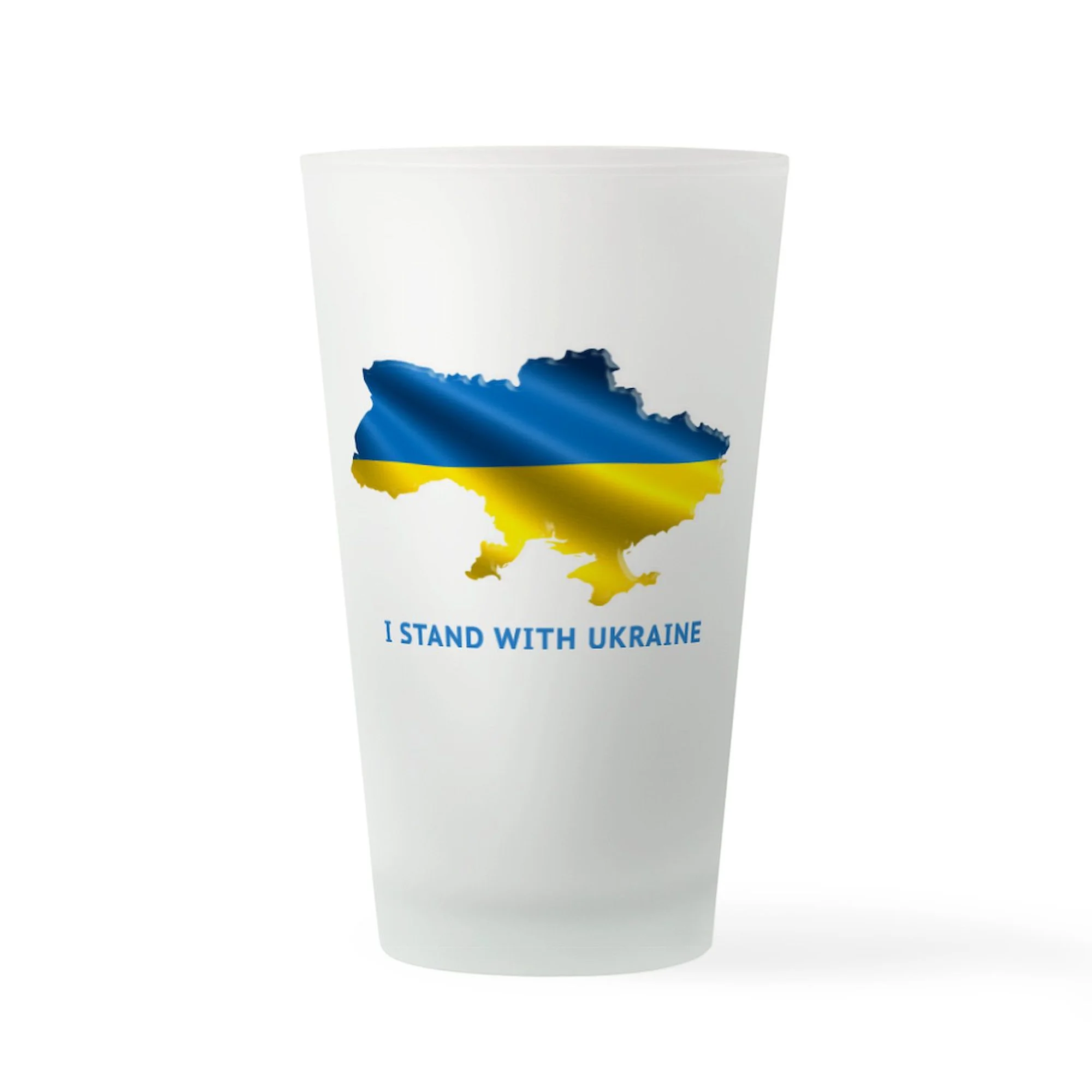 CafePress - I Stand With Ukraine Flag Ukrainian - Pint Glass, Drinking Glass, 16 oz. CafePress