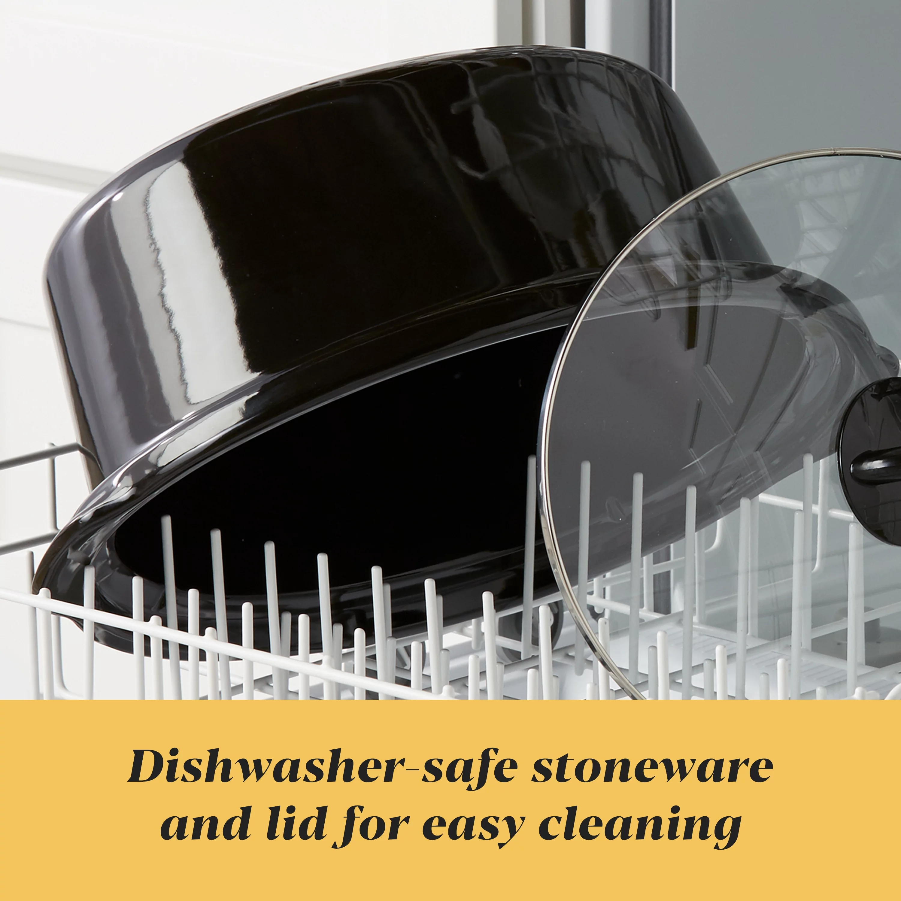 Crock-Pot 4.5-Quart Lift & Serve Hinged Lid Slow Cooker, One-Touch Control, Black